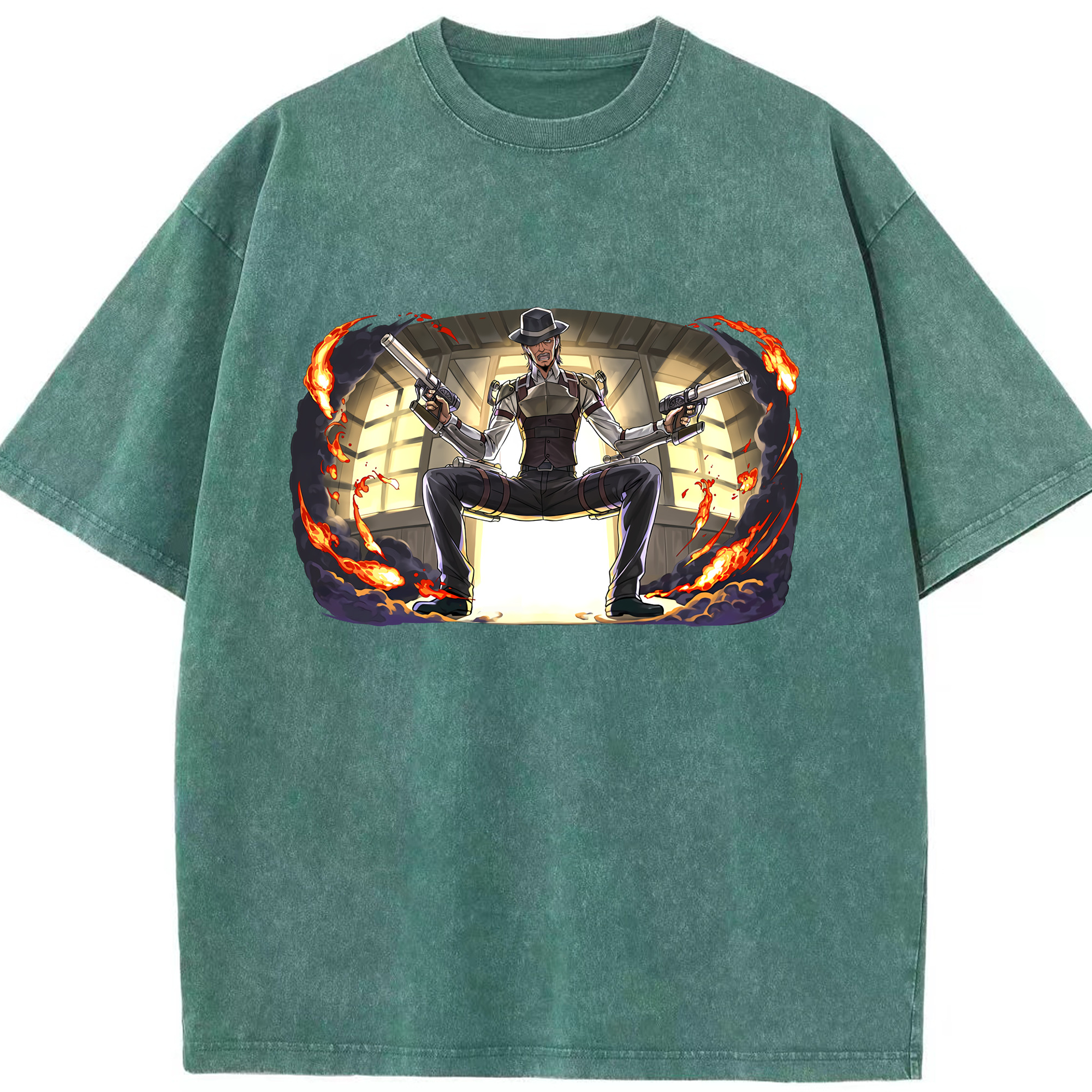 （画像用） 進撃の巨人 ケニー·アッカーマン Attack on Titan Kenny Ackerman 綿100% ヴィンテージ風 半袖Tシャツ（フロントプリント）